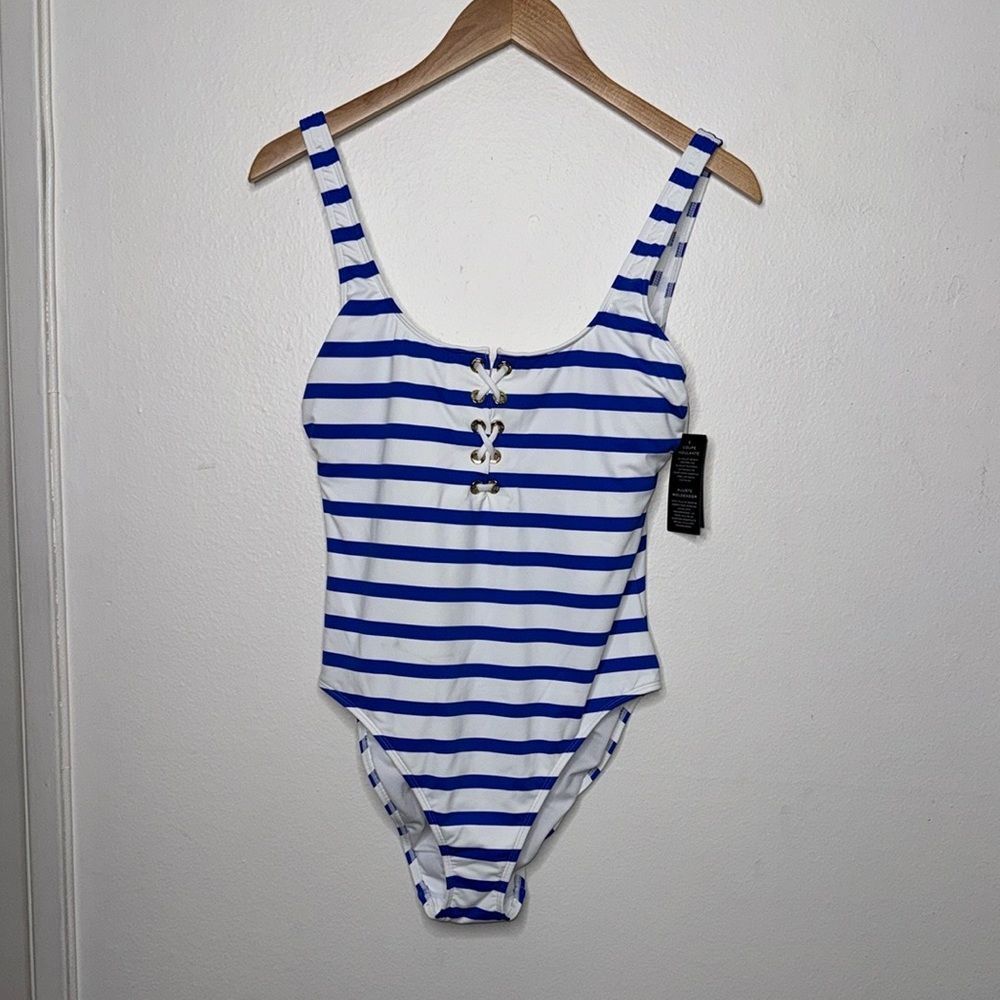 Lauren Ralph Lauren Blue and White Striped One Piece Swimsuit. NWT - Picture 2 of 6